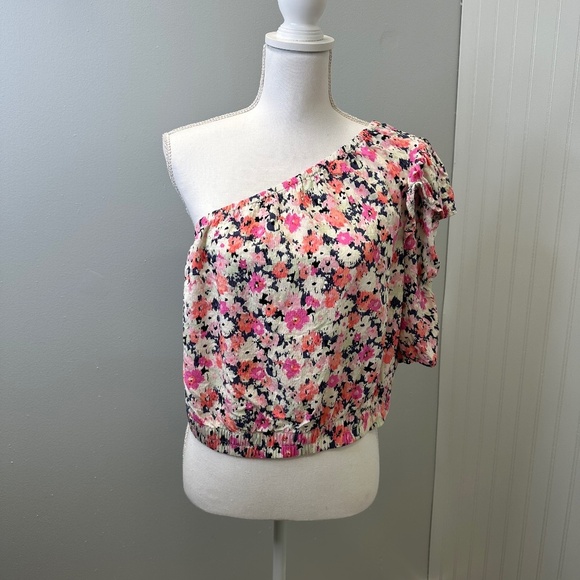Universal Thread floral print one shoulder puff sleeve cropped top size XXL - Picture 1 of 10